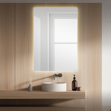 Nora Rectangular Frameless Anti-Fog Aluminum Back-lit Tri-color LED Bathroom Vanity Mirror with Smart Touch Control - JONATHAN Y
